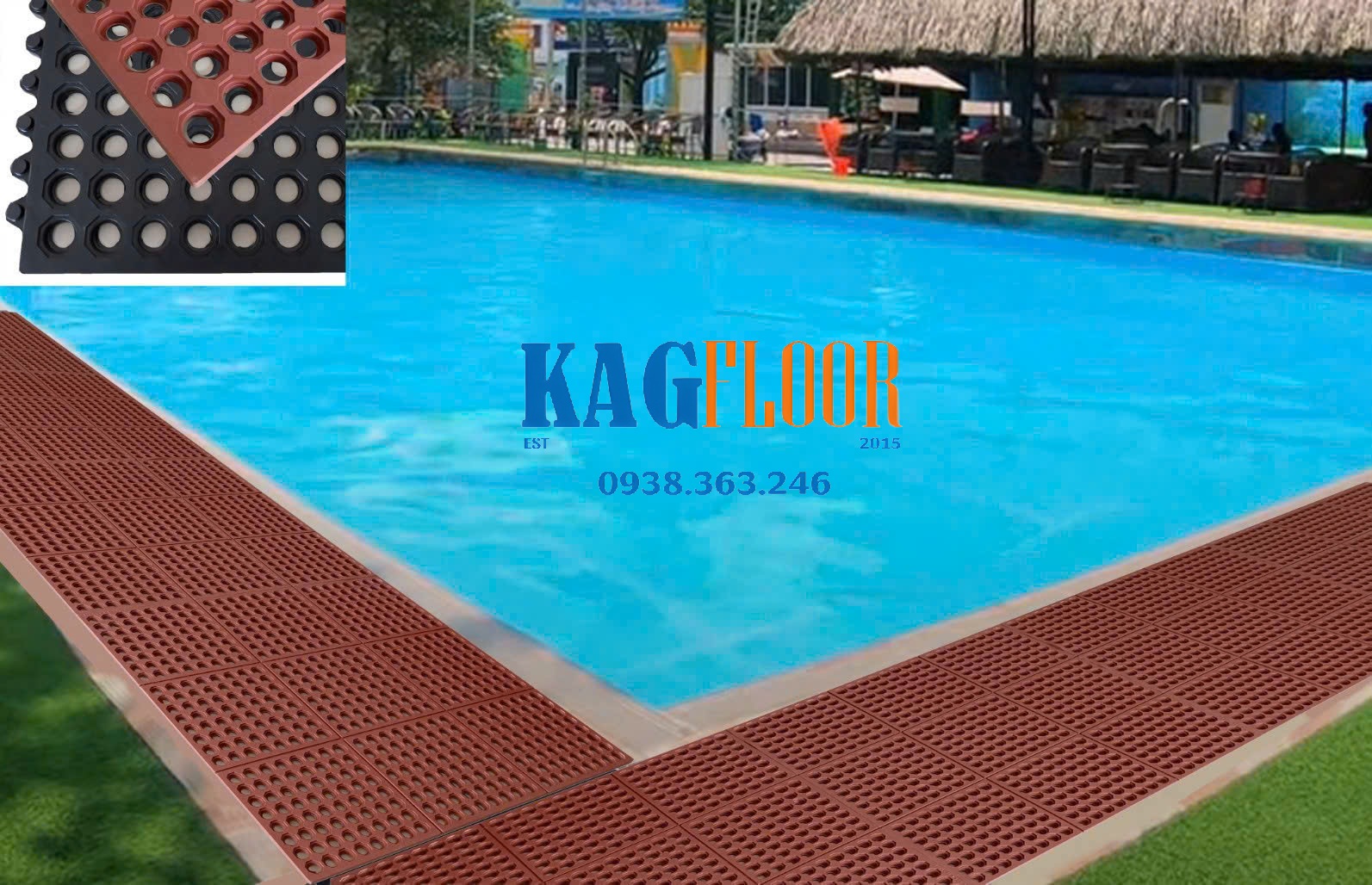 Thảm cao su lót hồ bơi chống trượt