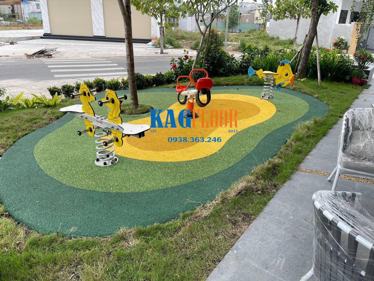 Sàn cao su epdm cho nhà mẫu khu dân cư Gia Phú Bình Chánh