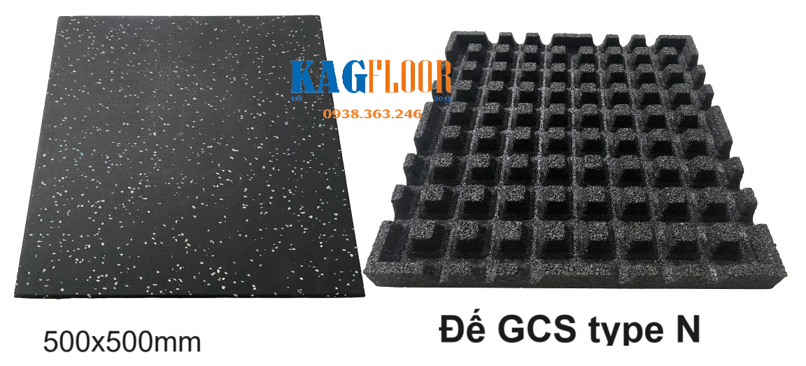 Gạch cao su 500x500x30mm Đế N