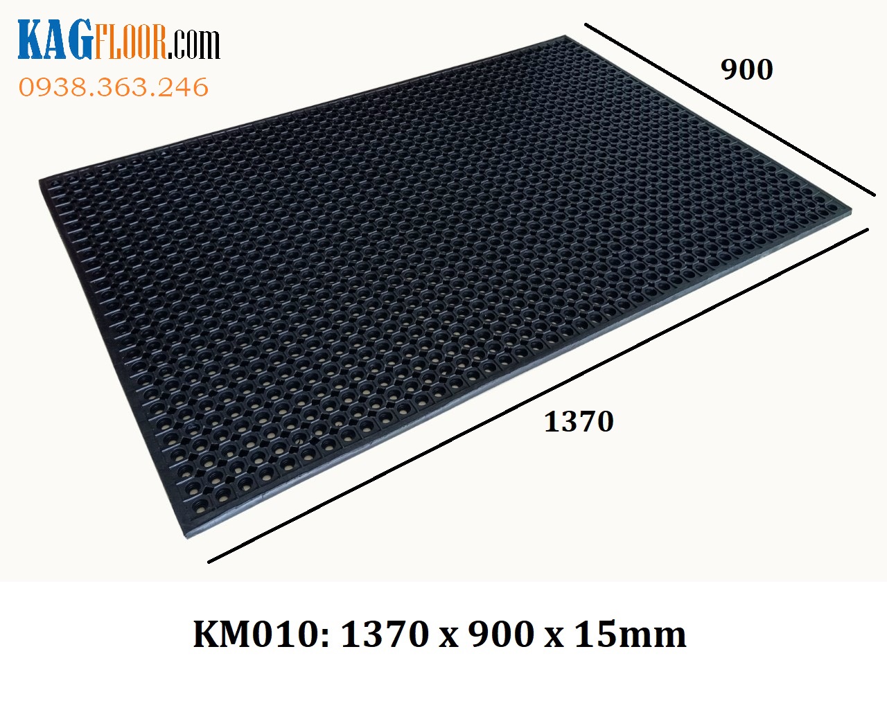 Thảm cao su chống trượt KM010- 1370x900mmx15mm